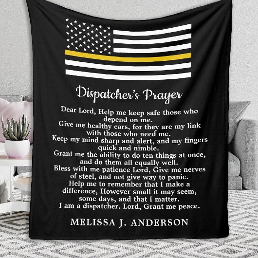 Thin Gold Line Personalized Dispatchers Prayer Fleece Deken