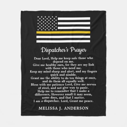Thin Gold Line Personalized Dispatchers Prayer Fleece Deken (Voorkant)