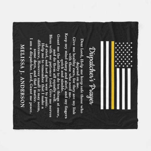 Thin Gold Line Personalized Dispatchers Prayer Fleece Deken (Voorkant (Horizontaal))