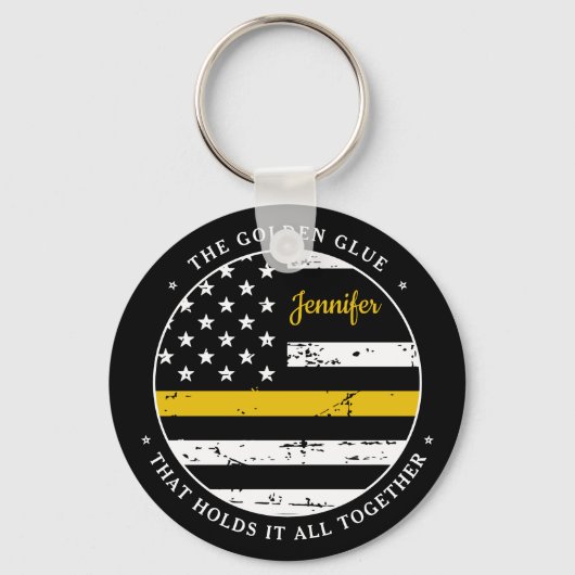 Thin Gold Line Persoonlijke Dispatcher Sleutelhang Sleutelhanger (Achterkant)