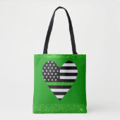 Thin Green Glitter Line Tote Bag (Voorkant)