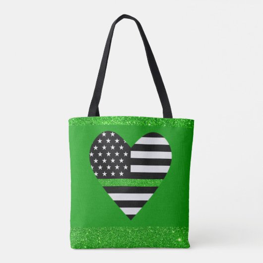 Thin Green Glitter Line Tote Bag (Achterkant)