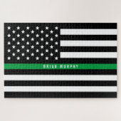 Thin Green Line American Flag militair monogram Legpuzzel (Horizontaal)
