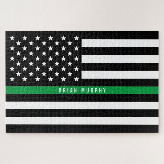 Thin Green Line American Flag militair monogram Legpuzzel (Horizontaal)