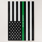 Thin Green Line American Flag militair monogram Legpuzzel (Verticaal)
