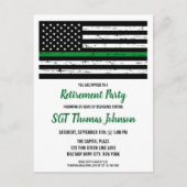 Thin Green Line American Flag Military Retiting Aankondigingskaart (Voorkant)