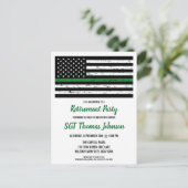 Thin Green Line American Flag Military Retiting Aankondigingskaart (Staand voorkant)