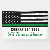 Thin Green Line American Flag Military Retiting Spandoek (Horizontaal)