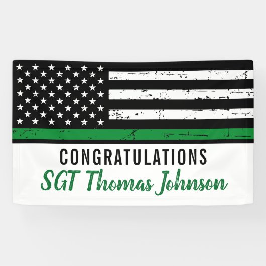 Thin Green Line American Flag Military Retiting Spandoek (Horizontaal)