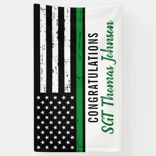 Thin Green Line American Flag Military Retiting Spandoek (Verticaal)