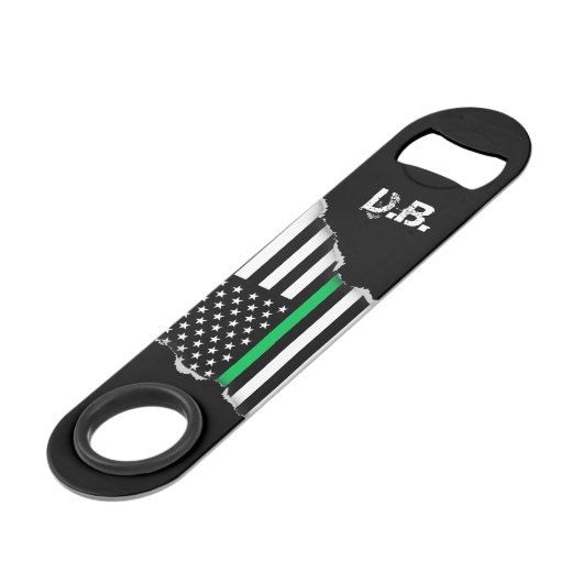 Thin Green Line American Flag op maat Speed Flessenopener (Voorkant Gekanteld)
