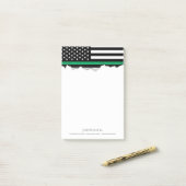Thin Green Line American Flag Post-it® Notes (Op bureau)