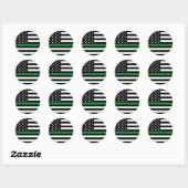 Thin Green Line American Flag Ronde Sticker (Vel)
