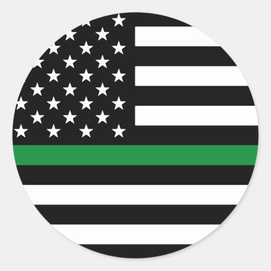 Thin Green Line American Flag Ronde Sticker (Voorkant)
