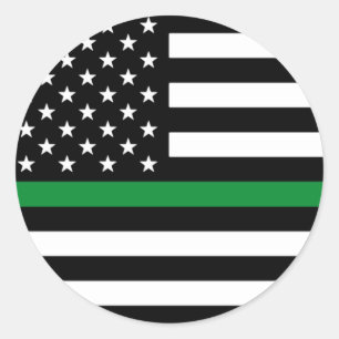 Thin Green Line American Flag Ronde Sticker
