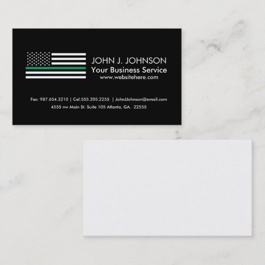 Thin Green Line American Flag Visitekaartje (Voorkant / Achterkant)