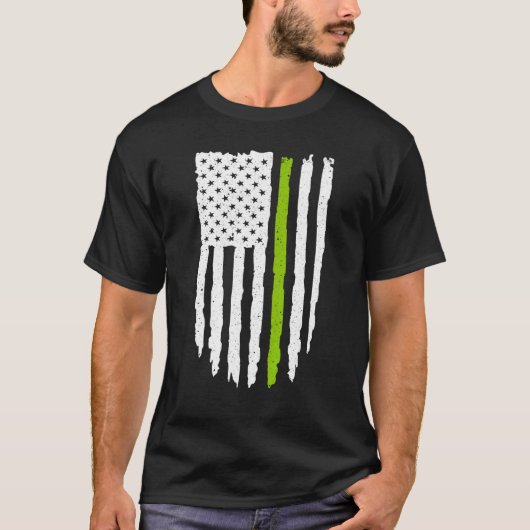 Thin Green Line American Flag voor Vegan en Vegeta T-shirt (Voorkant)