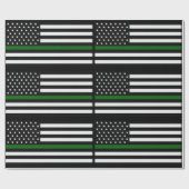 Thin Green Line Border Ptl/Park Rngr/Animal Cntl Cadeaupapier (Vlak)