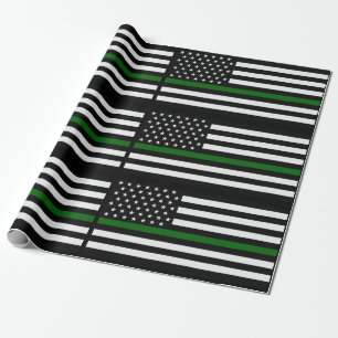 Thin Green Line Border Ptl/Park Rngr/Animal Cntl Cadeaupapier