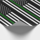 Thin Green Line Border Ptl/Park Rngr/Animal Cntl Cadeaupapier (Hoek)