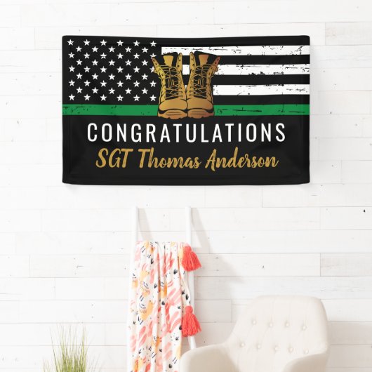 Thin Green Line Custom Army Militaire pensionering Spandoek (Insitu)