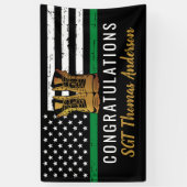 Thin Green Line Custom Army Militaire pensionering Spandoek (Verticaal)