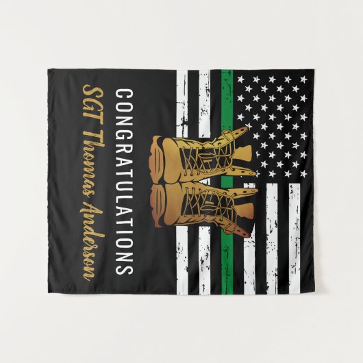 Thin Green Line Custom Army Militaire pensionering Wandkleed (Voorkant (horizontaal))