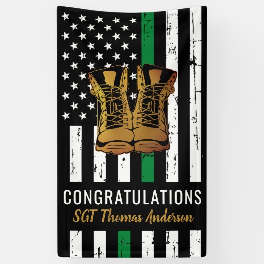 Thin Green Line Custom Army Retirement Spandoek (Verticaal)