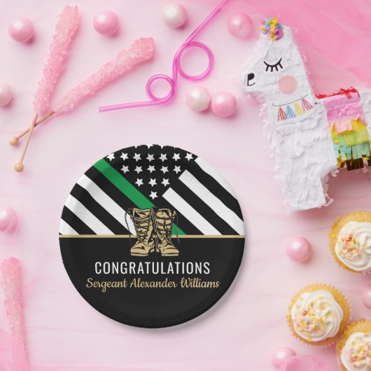 Thin Green Line Flag Army Militaire pensionering Papieren Bordje (Feest)