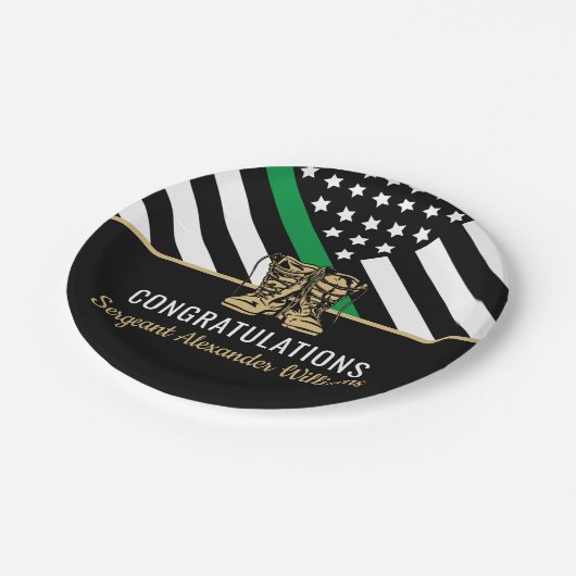 Thin Green Line Flag Army Militaire pensionering Papieren Bordje (Gekanteld)