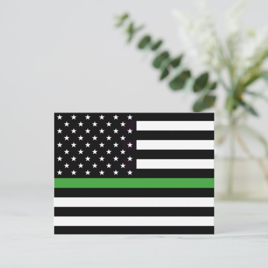 THIN GREEN LINE FLAG BRIEFKAART (Staand voorkant)