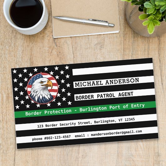 Thin Green Line Flag Custom Border Patrol Agent Visitekaartje