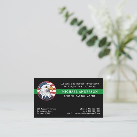 Thin Green Line Flag Custom Logo Border Patrol Visitekaartje (Staand voorkant)