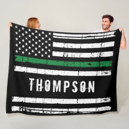 Thin Green Line Flag Gepersonaliseerde Militaire Fleece Deken