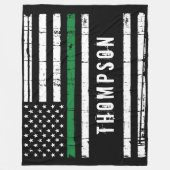 Thin Green Line Flag Gepersonaliseerde Militaire Fleece Deken (Voorkant)