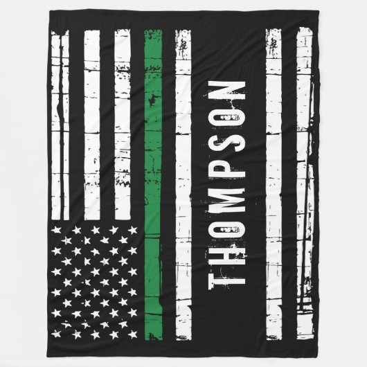 Thin Green Line Flag Gepersonaliseerde Militaire Fleece Deken (Voorkant)