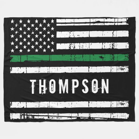 Thin Green Line Flag Gepersonaliseerde Militaire Fleece Deken (Voorkant (Horizontaal))