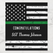 Thin Green Line Flag Militaire Pensioen Partij Wijn Etiket (Enkel label)