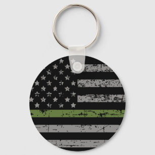 Thin Green Line Flag Militaire Steun Sleutelhanger