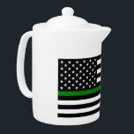 Thin Green Line Flag: Patriotic Military Veterans Theepot<br><div class="desc">The Thin Green Line flag is a symbol of support for the United States military. The thin green line represents the men and women who serve in the armed forces, protecting the nation and its citizens. The flag is often displayed alongside the American flag as a way to show appreciation...</div>