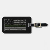 Thin Green Line Miline US Flag Grunge Style Bagagelabel (Voorkant horizontaal)