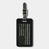 Thin Green Line Miline US Flag Grunge Style Bagagelabel (Voorkant verticaal)