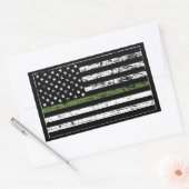Thin Green Line Militaire Amerikaanse vlag Verstoo Rechthoekige Sticker (Envelop)