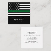 Thin Green Line Militaire Amerikaanse Vlag Vierkante Visitekaartje (Voorkant / Achterkant)