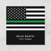 Thin Green Line Militaire Amerikaanse Vlag Vierkante Visitekaartje (Voorkant)