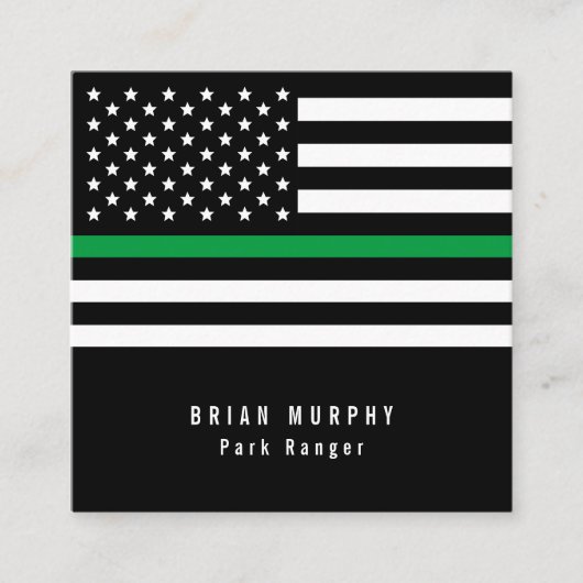 Thin Green Line Militaire Amerikaanse Vlag Vierkante Visitekaartje (Voorkant)