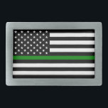 Thin Green Line Militaire en Veteranen Amerikaanse Gesp<br><div class="desc">De Thin Green Line vertegenwoordigt veteranen en actieve dienstplichtigen van alle takken van het Amerikaanse leger. De 50 sterren op de vlag vertegenwoordigen de 50 staten en de burgers binnen die staten. Het is een Thin Green Line die onze natie en de burgers beschermt tegen elke bedreiging. - Dit werk...</div>