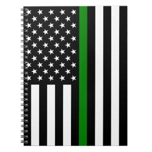 Thin Green Line Militaire en Veteranen Amerikaanse Notitieboek