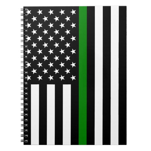 Thin Green Line Militaire en Veteranen Amerikaanse Notitieboek (Voorkant)