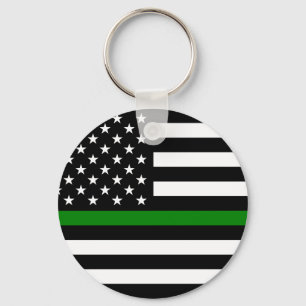 Thin Green Line Militaire en Veteranen Amerikaanse Sleutelhanger